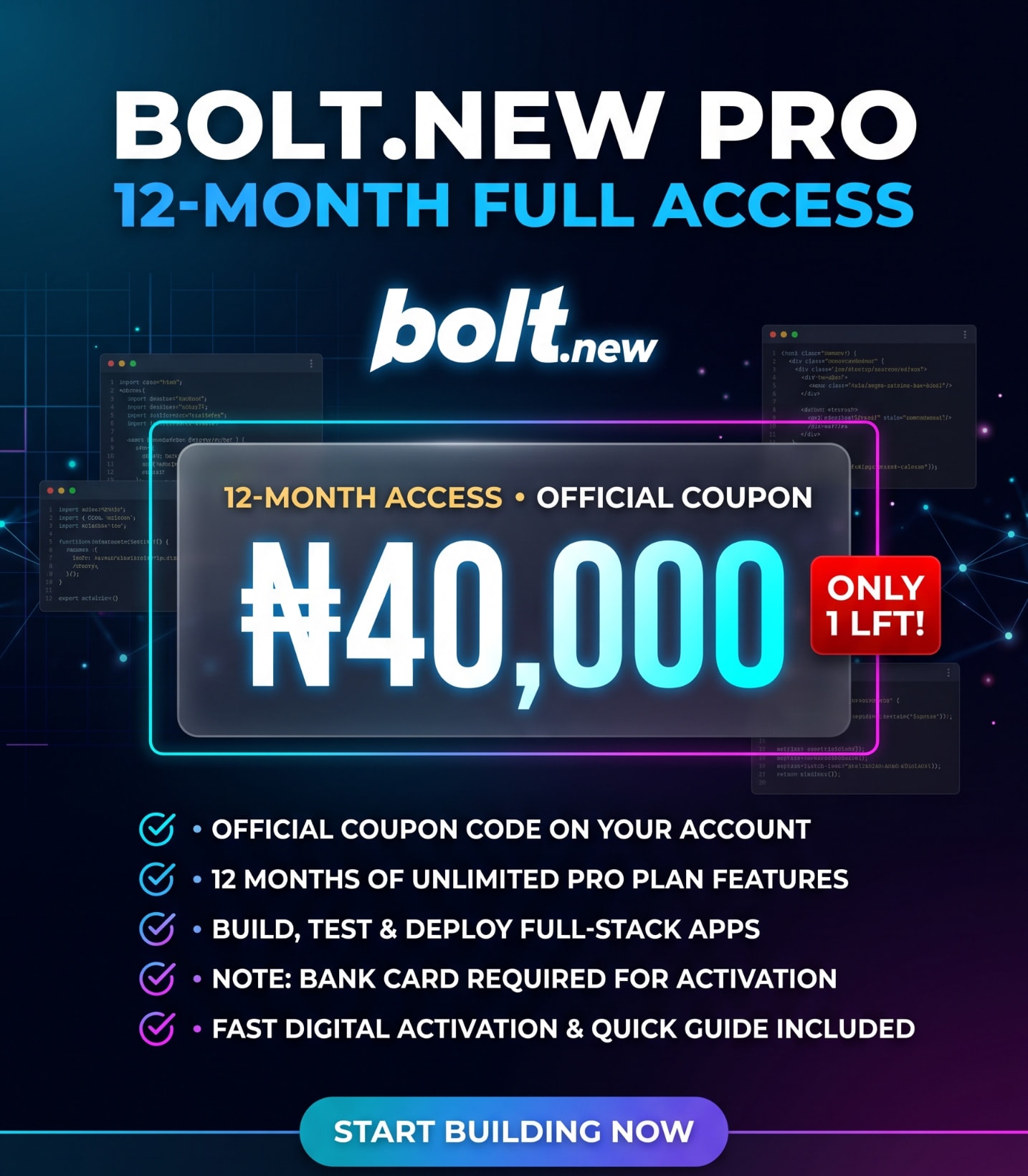 Bolt.new Pro offer banner